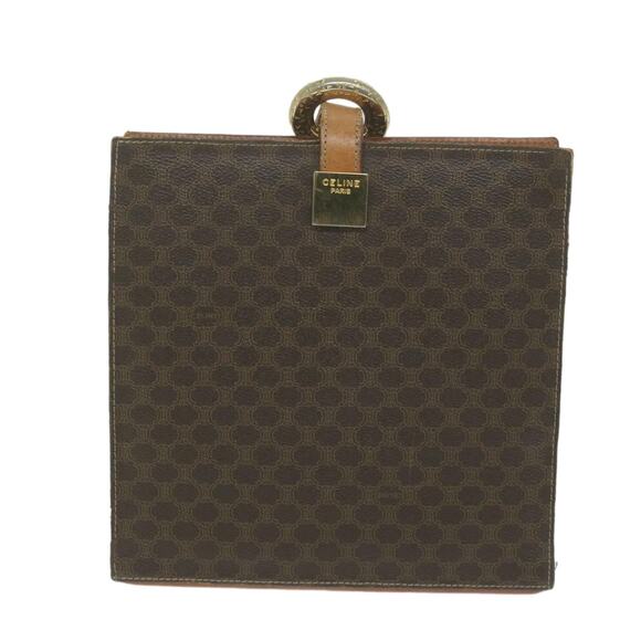 CELINE Macadam Canvas Shoulder Bag Pvc Leather Brown - Picture 2 of 12